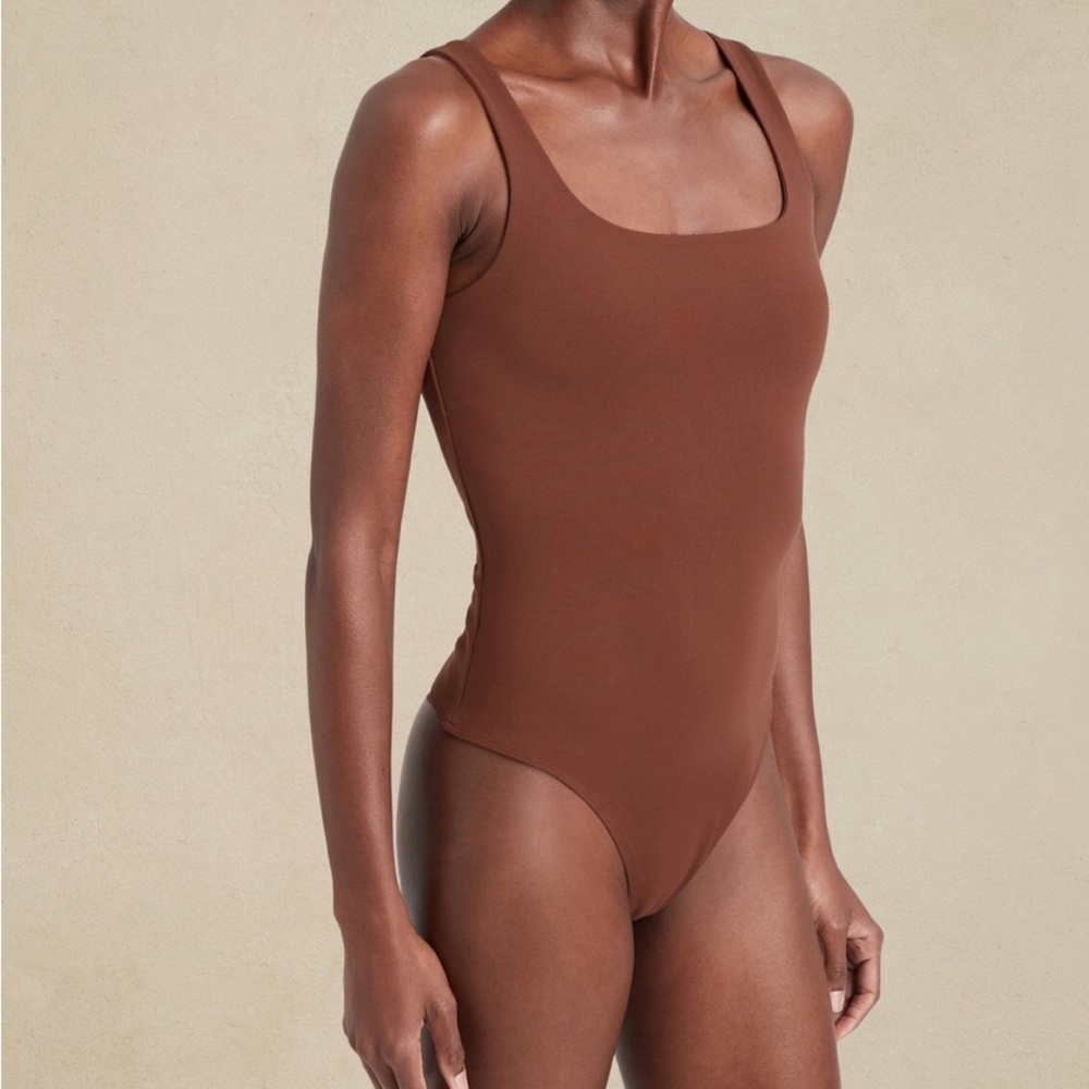Banana Republic Mocha Brown Scoop Neck Bodysuit Sz Large